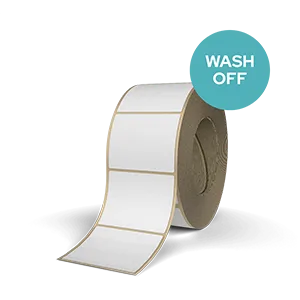 White self-adhesive paper, wash-off adhesive White self-adhesive paper, wash-off adhesive