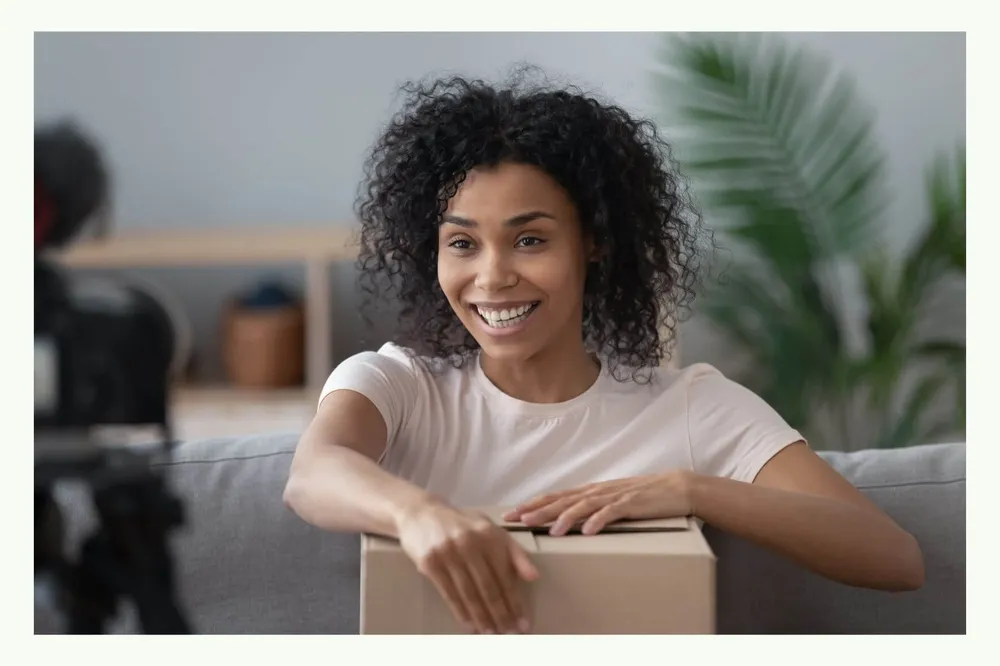 Woman with shipping packaging Woman with shipping packaging